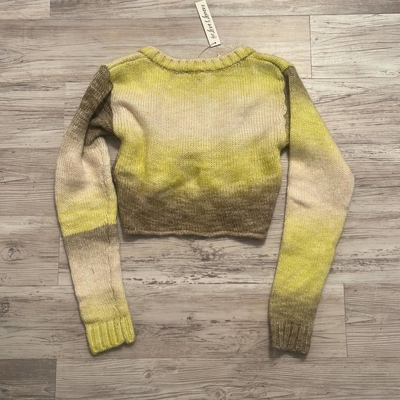 For Love & Lemons Yellow Celeste Crop Sweater sz Medium - Picture 6 of 6